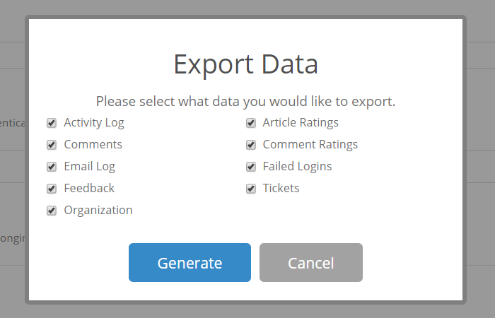 Export Data Options