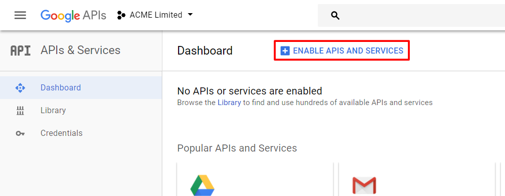 Enable APIs and Services