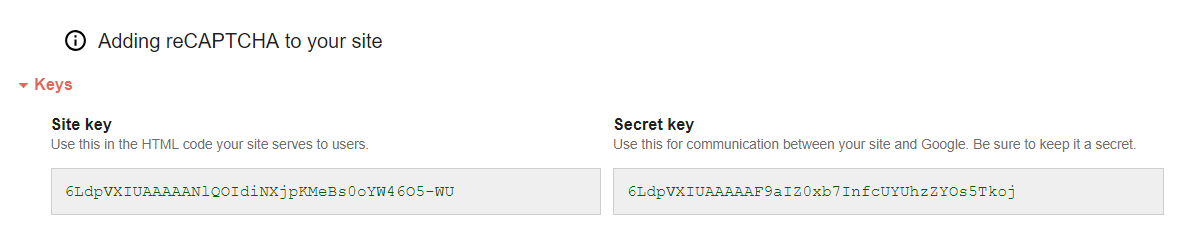 Site and secret key