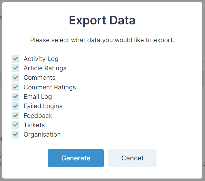 Export Data Options