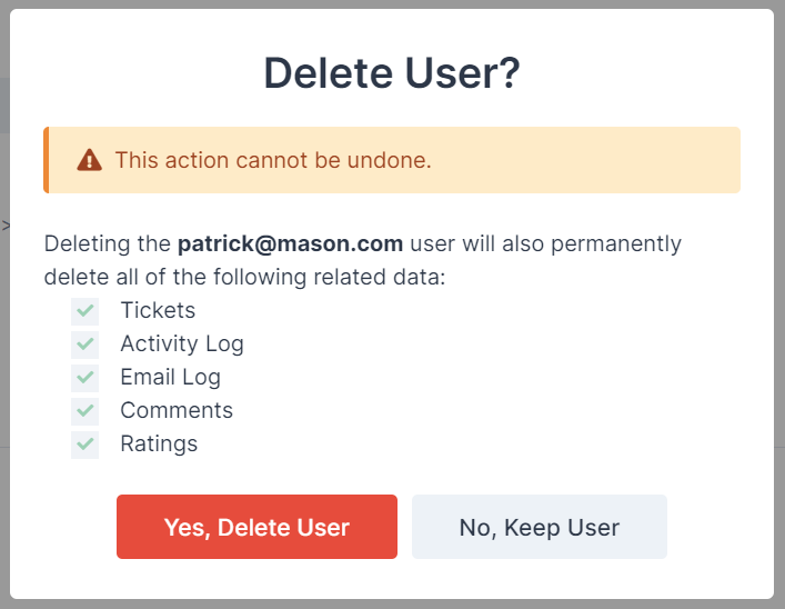 Delete User Warning