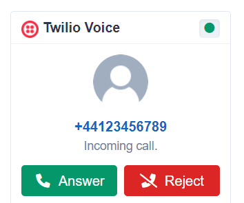 Twilio Widget Incoming Call