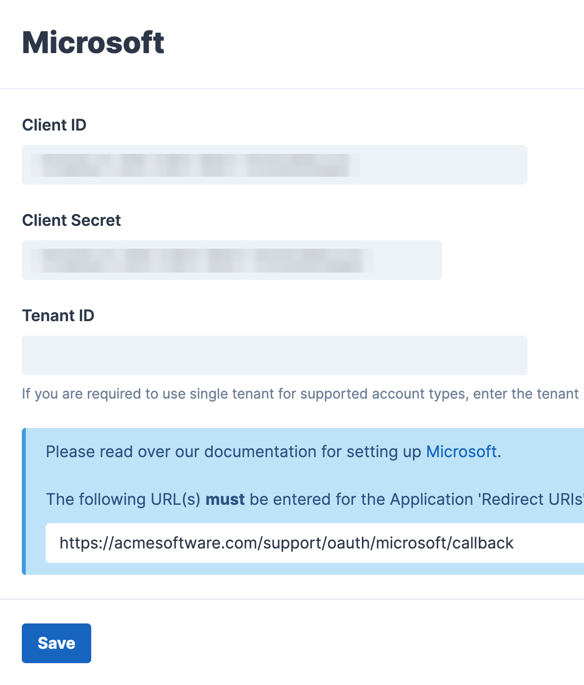 Microsoft Third-Party Integration Settings