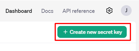 OpenAI Create Key Button