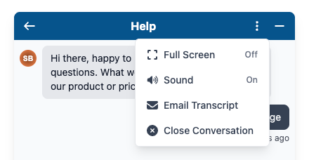 Chat Widget Conversation Options