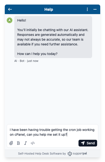 Chat Widget Starting Conversation with AI
