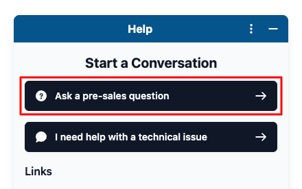 Chat Widget Start a Conversation