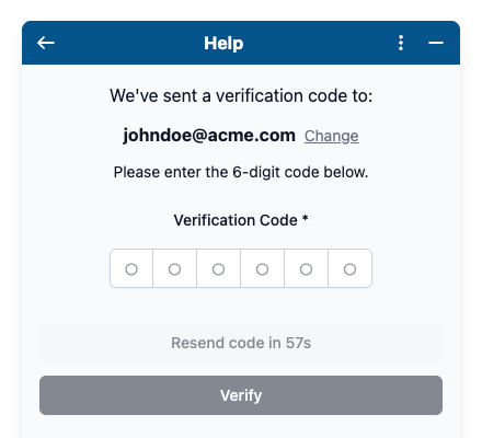 Chat Widget Enter PIN to Confirm Contact Details