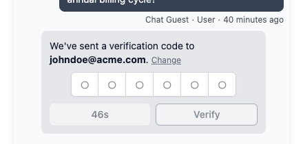 Chat Widget Contact Details PIN