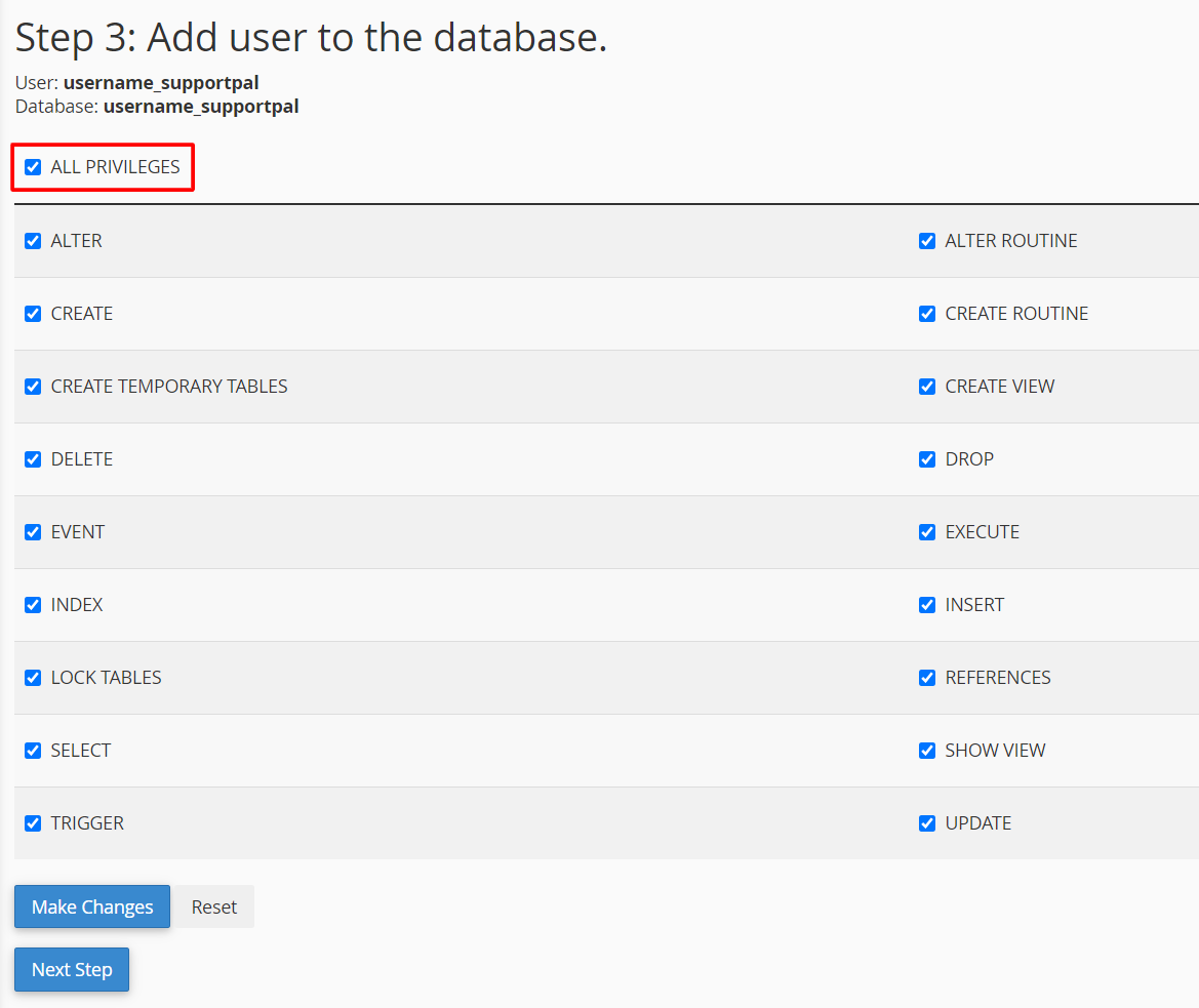 Associate MySQL User with Database