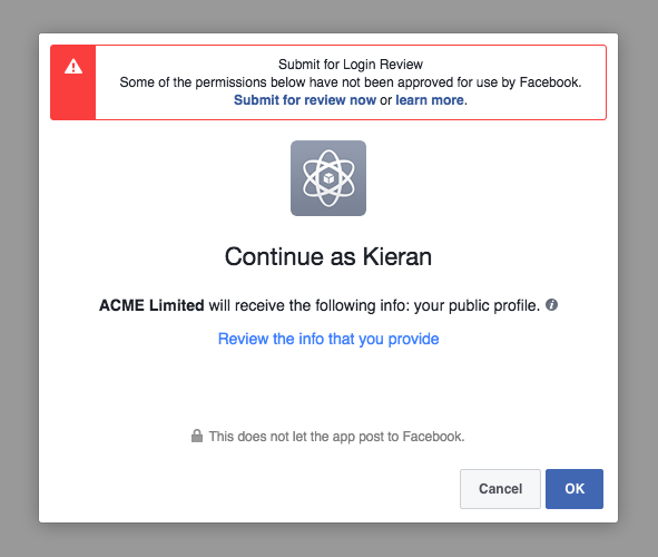 Facebook Access Token Step 1