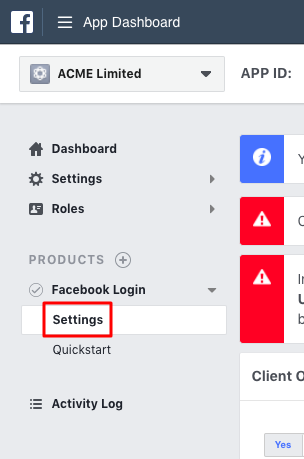 Click Settings