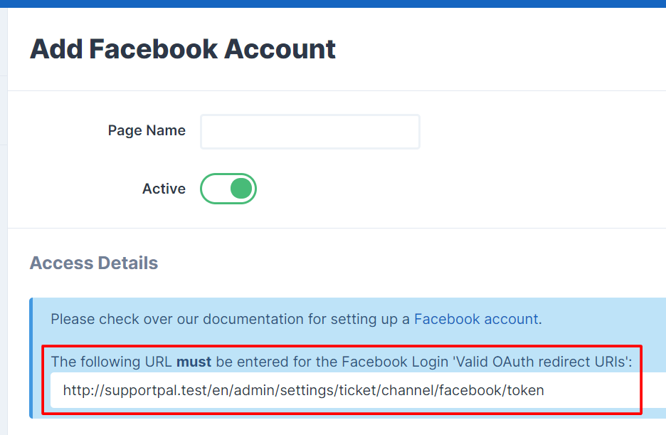 SupportPal OAuth Redirect URI