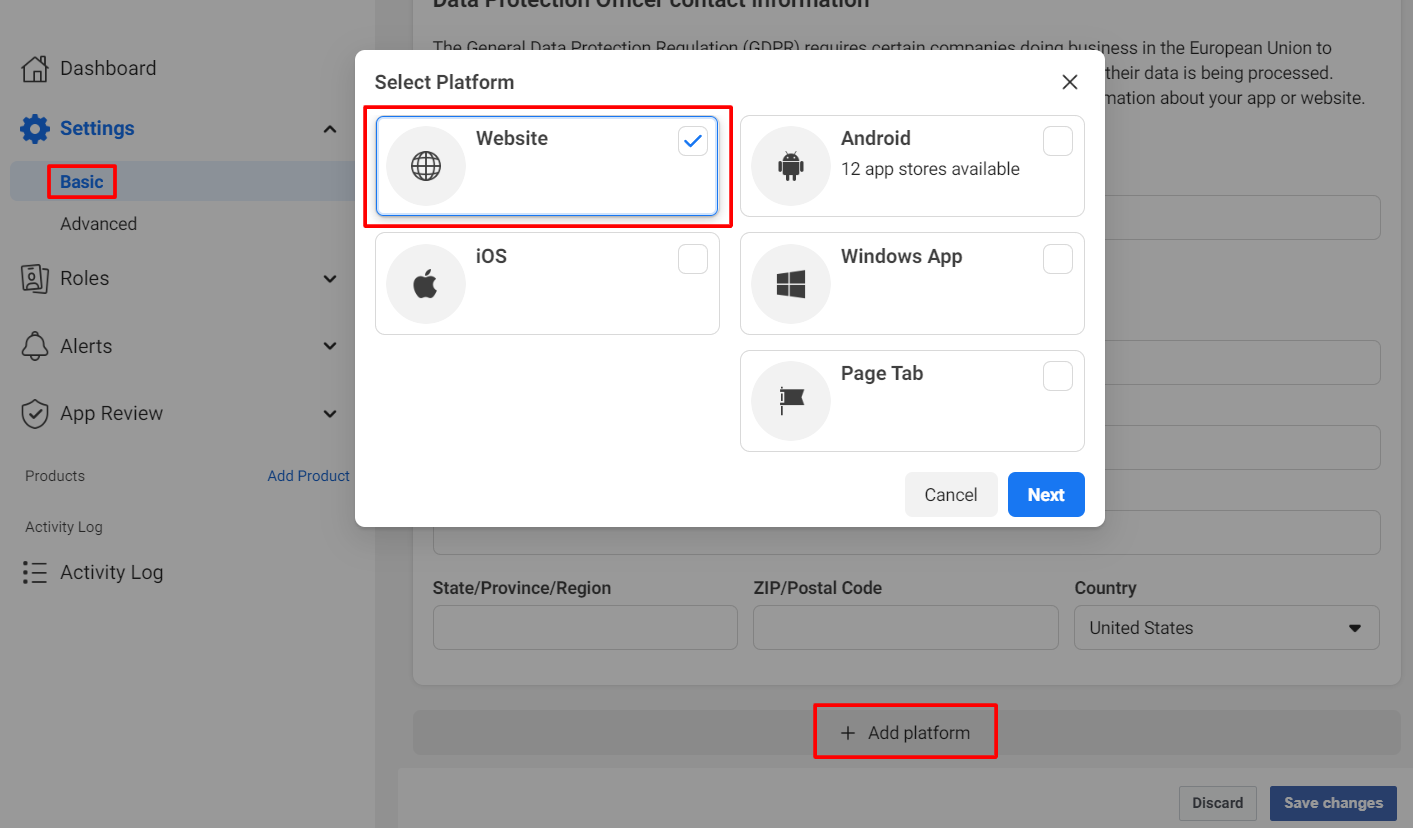 Facebook Add Platform