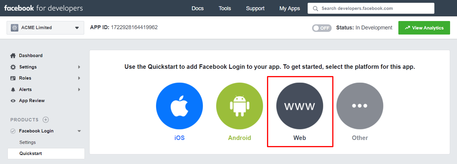 Facebook Login Platform (Web)