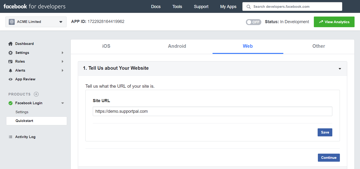 Facebook Login Website URL