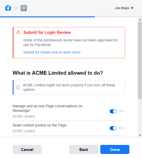 Facebook Access Token Step 3