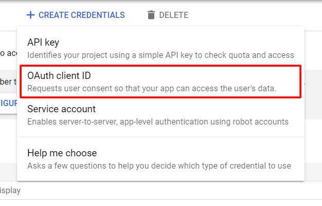 Click OAuth client ID