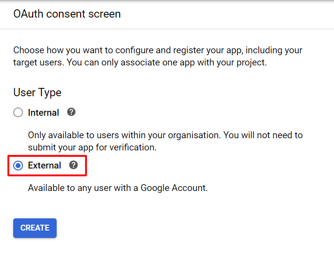 OAuth Consent Screen User Type