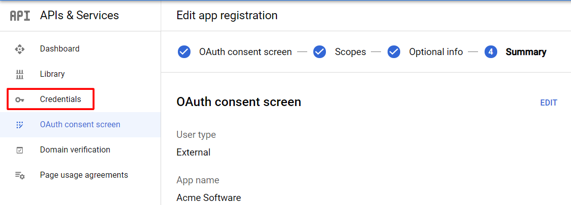 Click Credentials