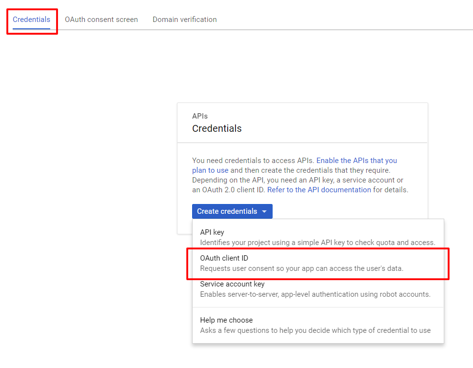 Create Credentials