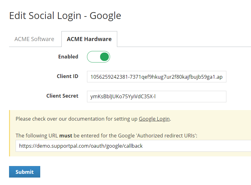SupportPal Configuration