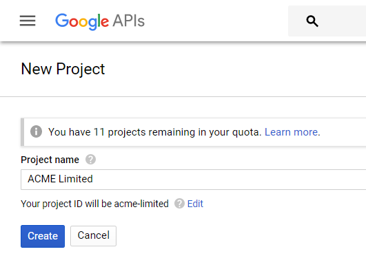 Create New Project (Step 2)