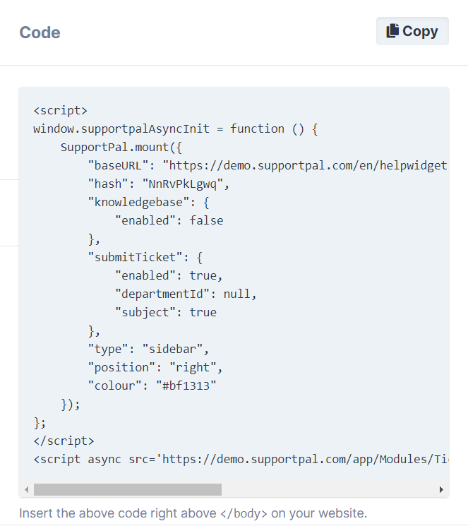 Widget Code