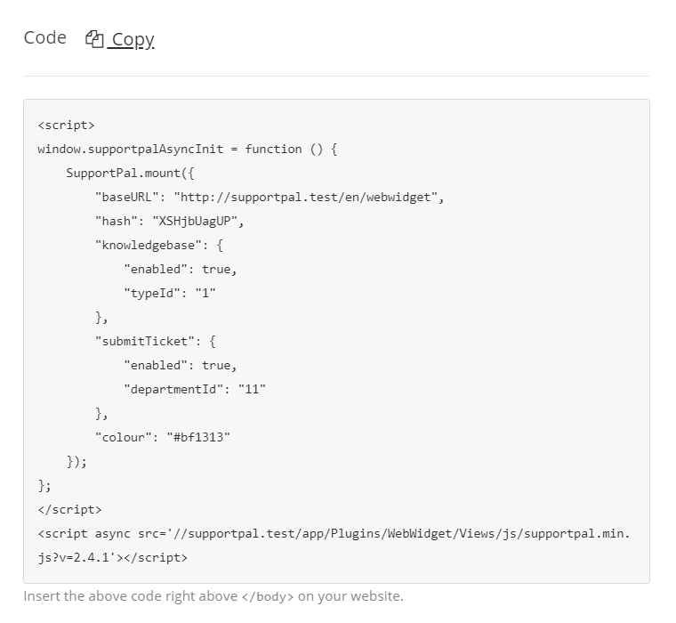 Widget Code