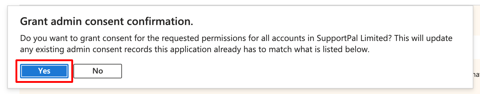 Grant Admin Consent - Confirm