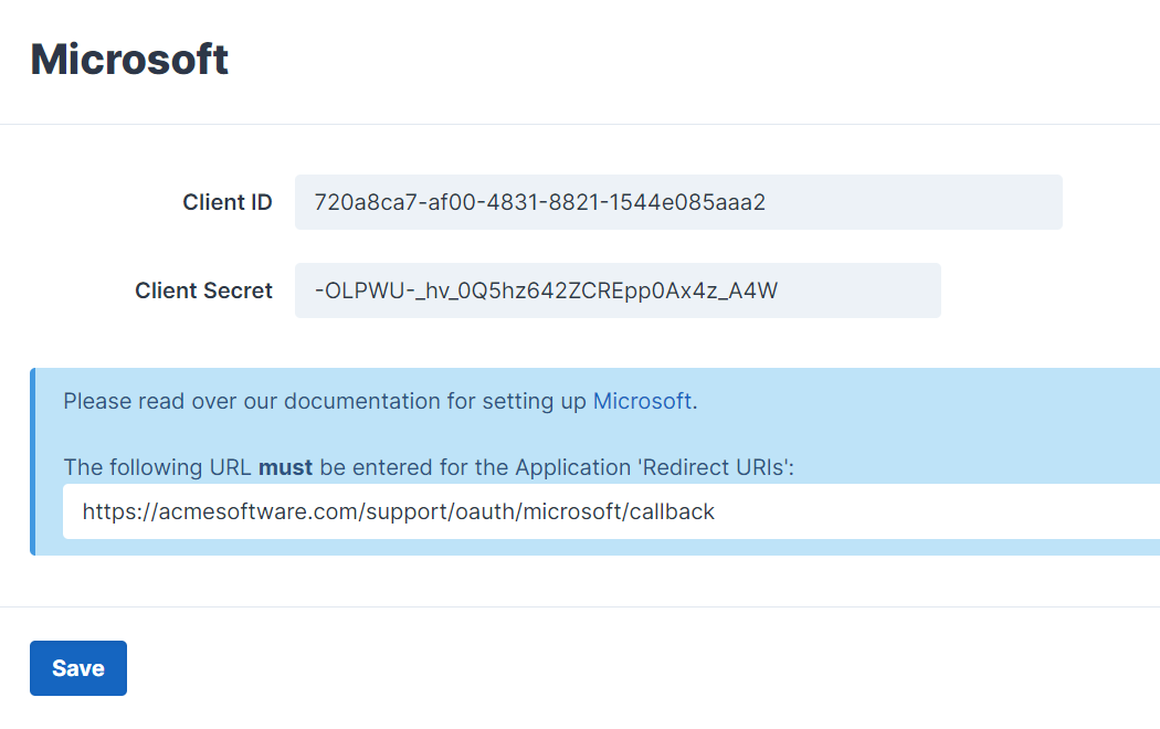 Microsoft Third-Party Integration Settings