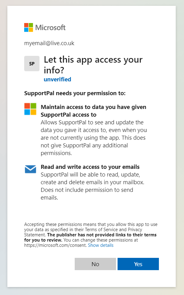 Microsoft OAuth Popup