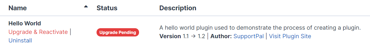 Plugin Upgrade Pending