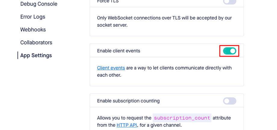 Enable Client Events
