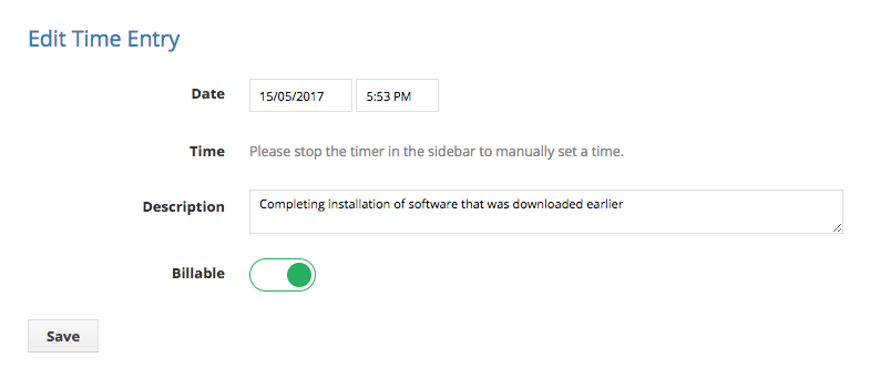 Edit Time Entry