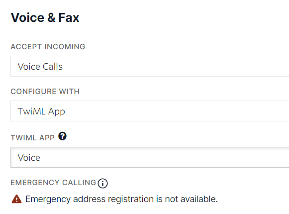 TwiML App Configuration