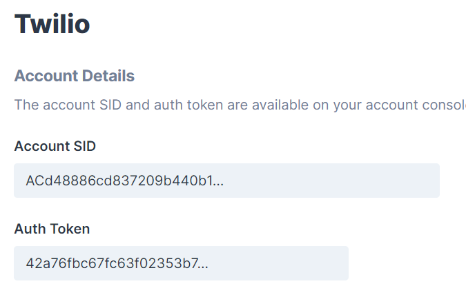 Twilio Third-Party Integration Settings