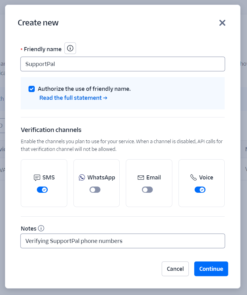 Twilio Verify Create Service