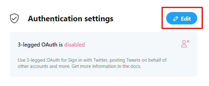 X App Authentication Settings